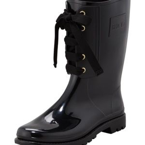 RED Valentino | Lace-Up Rain Boots in black